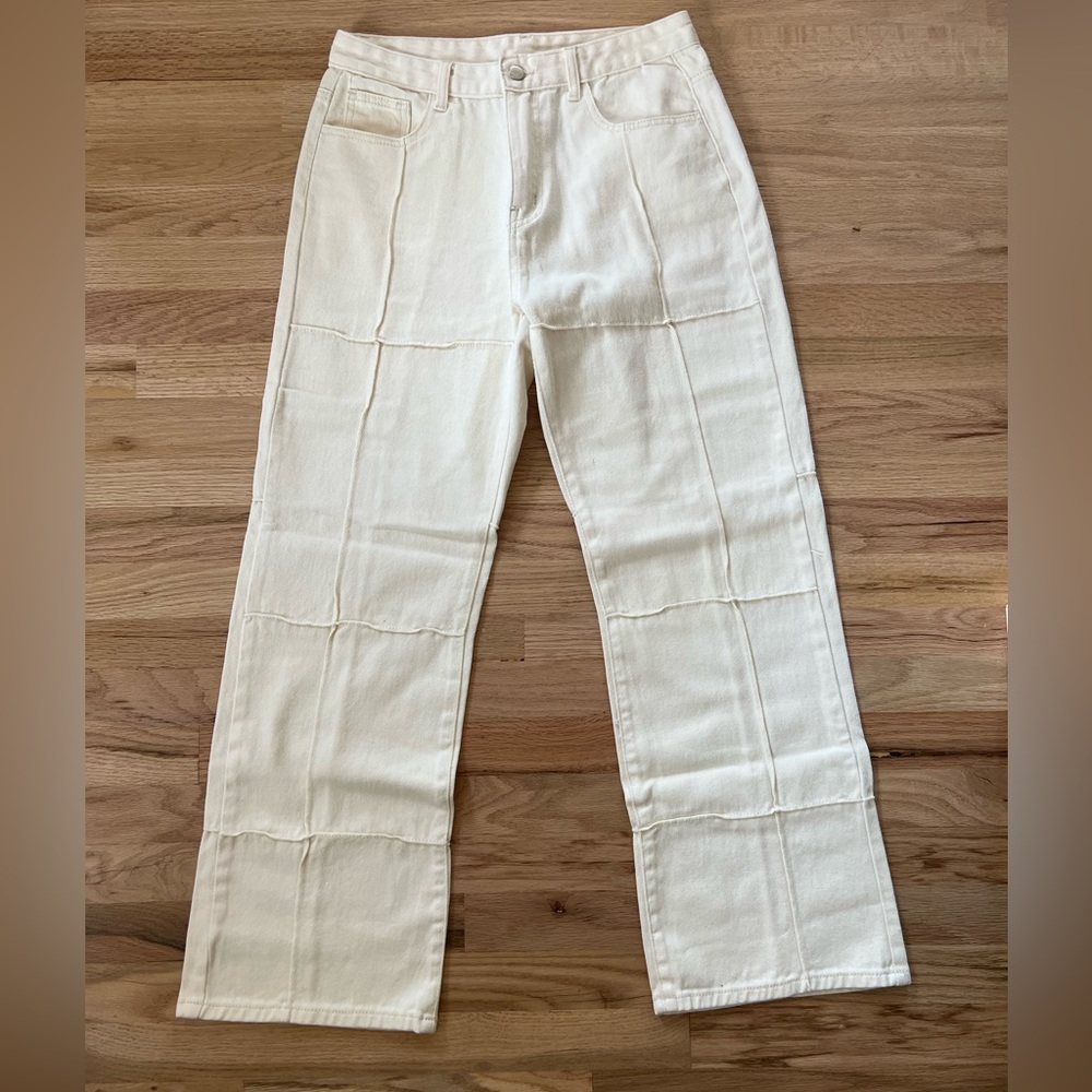 Beige Botany Cream Straight Leg Jeans SIZE LARGE